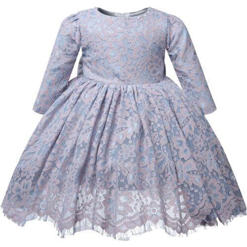 Baby Girl Christening Gowns Long Sleeve Floral Wedding Baptism Clothes Newborn Girls 1 Year Birthday Princess Infant Party Dress