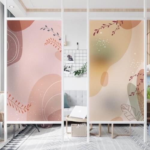 Pink forest pattern electrostatic glass film window grille sticker geometric pattern opaque bathroom toilet privacy film