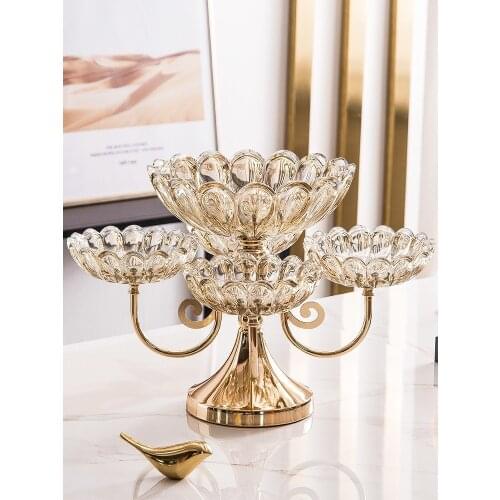 European style fruit plate living room home crystal glass light luxury fruit plate home sitting room tea table with fruit plate