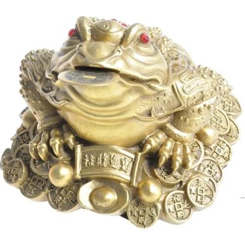 Feng Shui Three Legged Money For Frog Fortune Brass Toad Figurin Chinese Coin Metal Craft Home Decor Gift Decoration Accessories