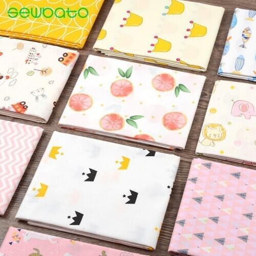 SEWBATO Cotton Twill Quilting Fabric By Meter Cartoon Series Crown Trojan Printed Pure Cotton Patchwork DIY Sewing Material