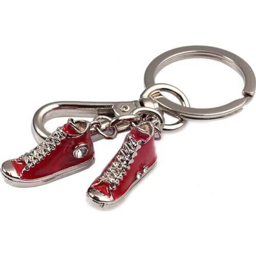 3D canvas shoes keychain for women plimsolls key chain red sneakers keychain key holder creative portachiavi llaveros bag charm