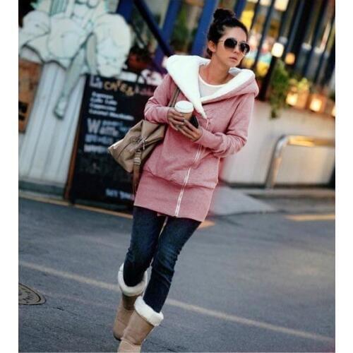 Korea Women Hoodies Coat Warm Zip Up Outerwear Sweatshirts 5 Colors Lady Casual Jacket Coat Outerwear Hoodie Solid