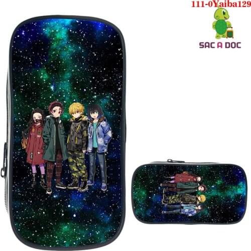 Anime Demon Slayer Kimetsu No Yaiba Purse Pencil Case Zipper Makeup Bag Pen Bags Stationery Bag 3D Printing Catoon Pencil Box
