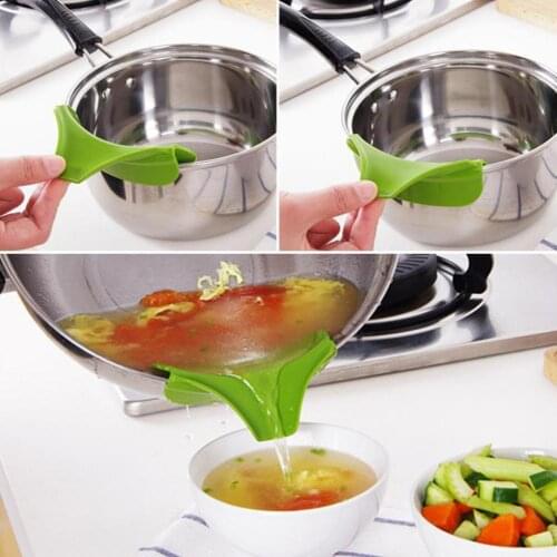 Creative Anti-spill Silicone Soup Funnel Deflector Spout Pour For Pots On Jars Slip Kitchen Bowls And Soup Gadget Pans Tool O8U6