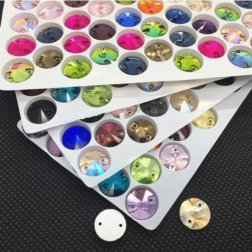 14mm 3200 Rivoli Crystal Colors Glass Sew On Rhinestones Sewing Crystals Stones for dress Clothes Crafts Arts