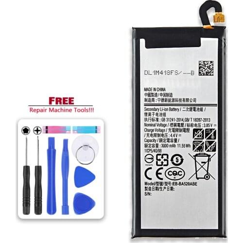 Mobile Phone Battery EB-BA520ABE For Samsung A5 2017 A520 A520F SM-A520F 3000mAh Li-ion Lithium Rechargeable Battery
