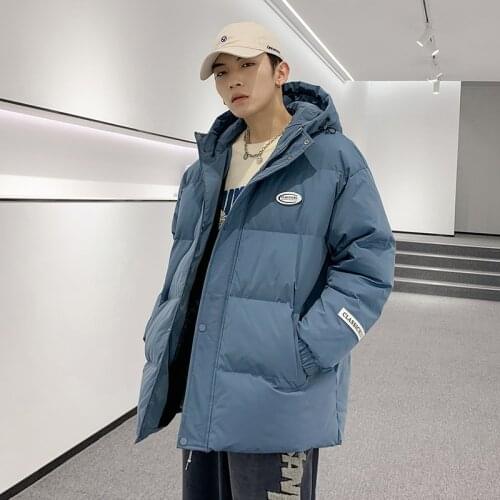 2021 Winter MenS Hooded Warm Cotton Padded Jacket New Short Korean Fashion Youth Handsome Down Boy