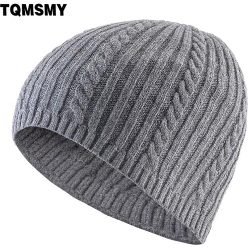 TQMSMY Mens Winter Knitted Hat Solid Color Knit Wool Twist Pattern Skullies Beanies Men Outdoor Soft Beanie Hat Gorras TME211