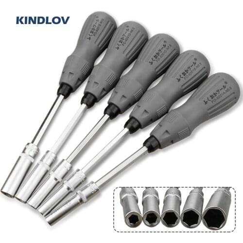 KINDLOV 5Pcs Socket Screwdriver Set 5-10mm Hexagon Sleeve Screw Driver Bits Kit Removable Handle For Repair Car Nuts Hand Tools