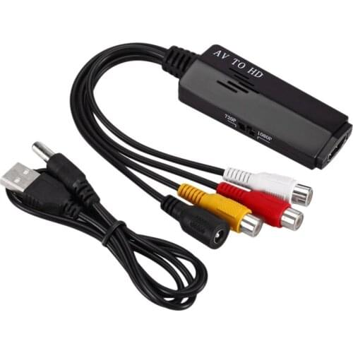 New 1080P RCA/AV to HDMI-Compatible Audio Video Converter Adapter with USB Charging for TV,VHS,VCR,DVD,PS3, 360