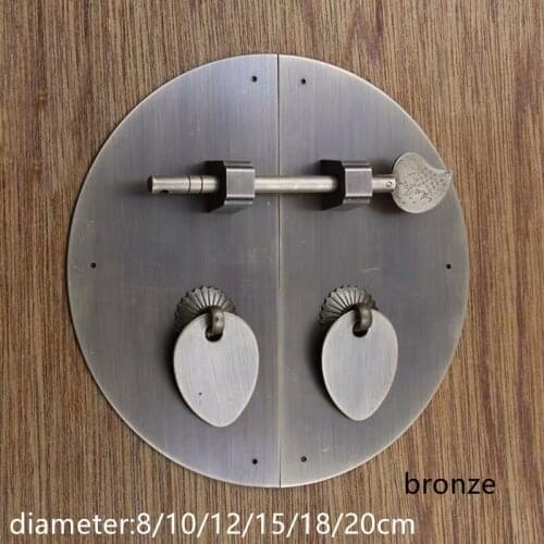 Flat Engraved Brass Copper Door Wardrobe Pulls Chinese Retro Furniture Cabinet Cupboard Knobs Bronze Vintage Round Handles