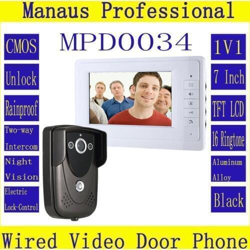 Wholesale High Quality 7 Inch Video Door Phone Doorbell Intercom Kit 1-camera 1-monitor Night Vision D34a
