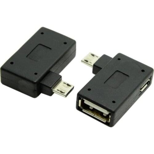 High quality black 90 degrees elbow Micro USB external U-disk mouse OTG adapter Micro-USB male to USB female extension converter