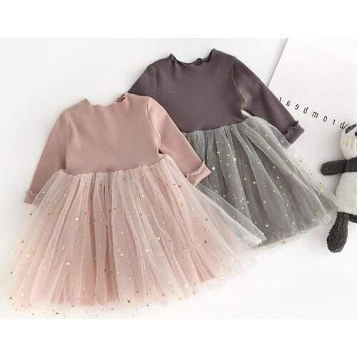 Toddler Girls Princess Dress Winter Long Sleeve Sequin Tulle Kids Elegant Birthday Casual Clothes Children 1 2 3 4 Year Vestidos