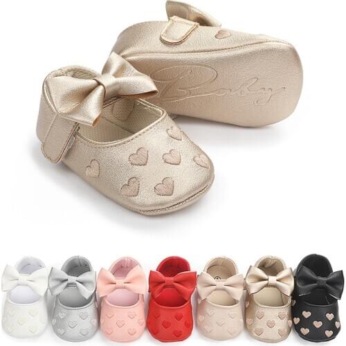 Casual Baby Shoes Infant Baby Girl Crib Shoes Bowknot Soft Sole Prewalker Sneakers Walking Shoes New Born