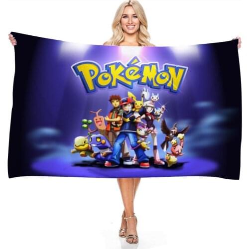 Pokemon Series 3 Rectangular 3D Digital Printed Beach Towel Bath Towel Non-Sand Can Be Machine Washed