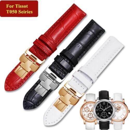 Professional 14mm/16mm Calfskin Bands Substitute for Tissot T050 Series Watch Strap Wrist Belt Bracelet Watchband Men and Women