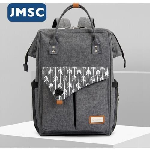 JMSC Fashion Mummy Maternity Nappy Backpack Bags Large Capacity Travel Nursing Diaper Multifunction Waterproof Outdoor Stroller