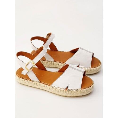 Womens Genuine Leather Casual Sandals - Flat Women Shoes Sandals Ladies Flat 2021 New Women Comfortable Sandals White Tunas