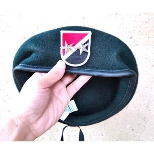 United States US Army 6th Special Forces Group Wool Green Beret OFFICER 2 STAR MAJOR GENERAL RANK INSIGNIA Military Hat1963~1971