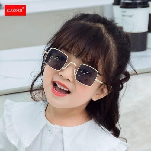 1PC Brand Kids Square Metal Sunglasses Childrend Sun Glasses Gafas De Sol UV400 Gray Pink Red Lens Wild Sunglasses Girls Boys