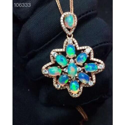 Natural And Real Opal necklace Free shipping Natural real 925 sterling silver Opal Pendant