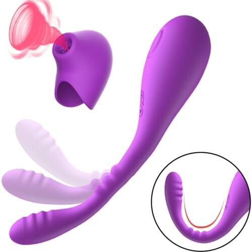 Vagina Sucking Vibrator For Couples U Shape Bendable G-spot Vibrator Clitoris Sucker Female Masturbation Erotic Toys For Adults