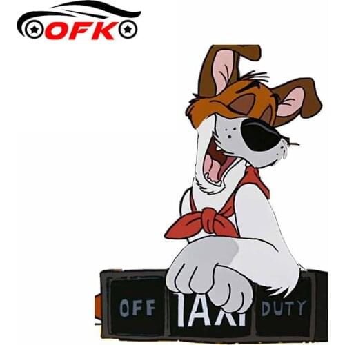 OFK Dog Taxi Cute Anime Cartoon Sticker Vinyl Auto Accessories Window Styling Decal 13cm*10cm