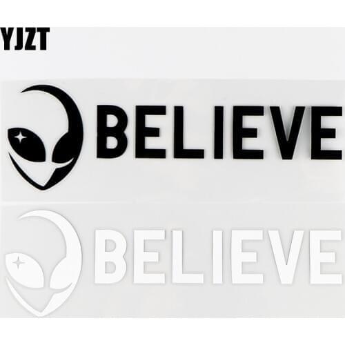 YJZT 17.5×5.4CM Alien Believe UFO Vinyl Decals Car Stickers Body Decoration Black / Silver 10A-0608