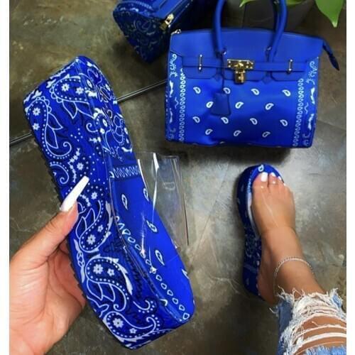 Women Transparent Slippers 2021 Womens Graffiti Print Platform Wedges Woman Outdoor Shoes Ladies Non Slip Slides Plus Size 43