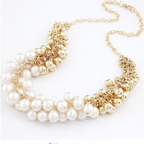 Colares Simulated Pearl Necklace for Women Fashion Gold Beads Choker NecklacesJewelrycollier