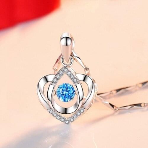 Charm Crystal Heart Water Drop Necklace For Women Jewelry Trendy 925 Sterling Silver Necklaces Girl Choker Accessories Princess