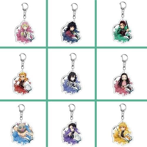 1pc Anime Keychain Demon Slayer Cartoon Figures Acrylic Decorartion Pendant Bag Accessory Chain Nezuko D