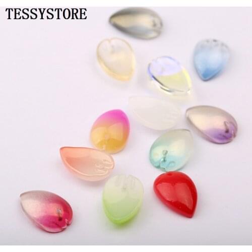 10pcs Lotus Petal shape Lampwork Beads Multi Gradient Color Glass Beads For Jewelry Making Earring Hairpin Handmade Accessories