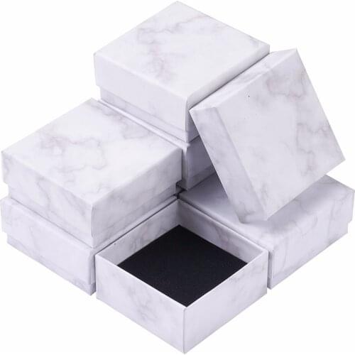 20Pcs Kraft Cardboard Jewelry Boxes Marble Pattern Necklace Pendant Carton Packaging Display Box Gifts Jewelry Storage Organizer