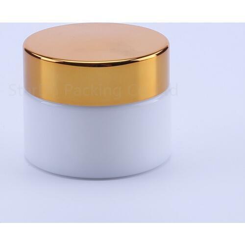 300pcs 20g white Glass Cream Jars Cosmetic Packaging with lid plastic caps & inner liners round empty small glass jars