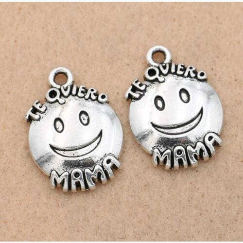 5pcs Antique Silver Plated Face Mama Charm Pendant fit Bracelet Necklace Jewelry DIY Making Accessories 16mm