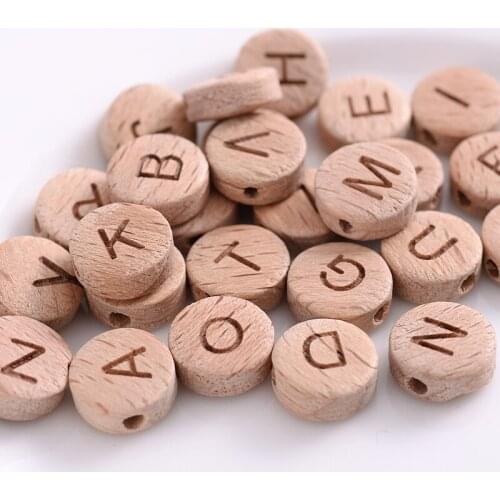 50Pcs Alphabet English Food Grade Rodent Material Tiny Rod Wooden Beads For DIY Neckalce Bracelet Rattle Beads Accesories