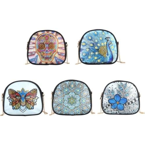 5D Fashion DIY Flower Special Shaped Diamond Painting PU Leather Chain Crossbody Bags Gifts for Women Girls Wallet Pouch