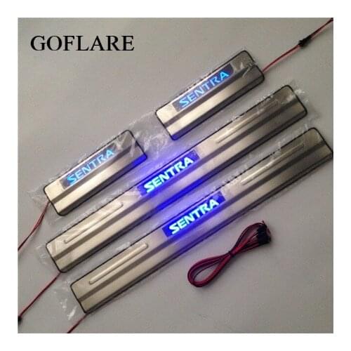 For Nissan Sentra B17 accessories 2013-2019stainless led door sill car door protector trim illuminated scuff plate welcome petal