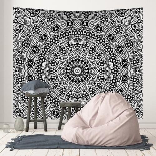 Bohemian Indian Mandala Tapestry Wall Hanging Beach Blanket Black Mandala Tapestry Hippie Home Decorative Decorative Wall Mats