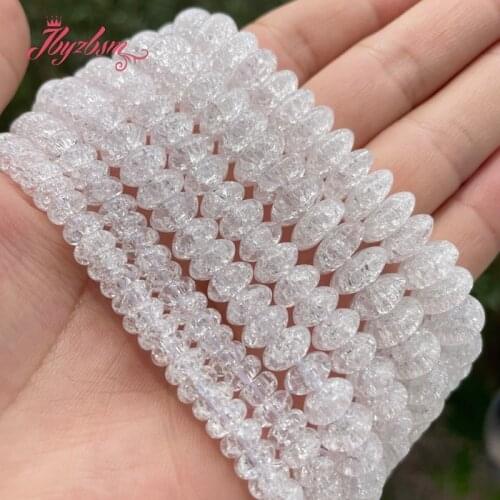 3x6,4x8,5x10mm Rondelle Heishi Cracked White Rock Quartzs Natural Stone Bead For DIY Women Jewelry Making Necklace Bracelet 15"