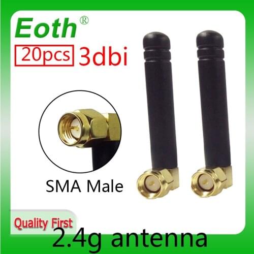 20pcs 2.4Ghz wifi antenna SMA Male connector 2~3dbi 2.4 ghz wifi antena wi fi antenne Small Size antenas waterproof