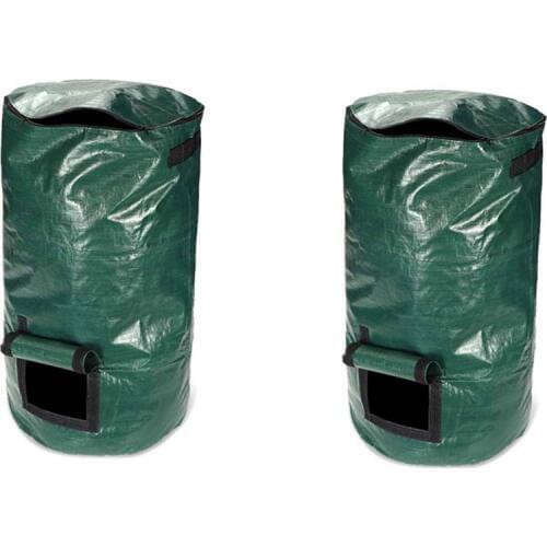 HLZS-2Pcs 80L Organic Waste Kitchen Garden Yard Compost Bag Portable Environmental PE Cloth Planter 45X80CM
