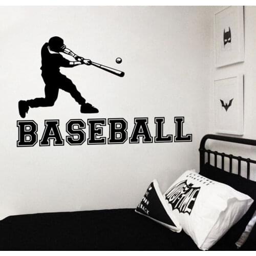 Art Wall Sticker Baseball Sports Decoration Removeable Poster Vinyl Art Mural Player Decal Athletic Gym Sticker LY149