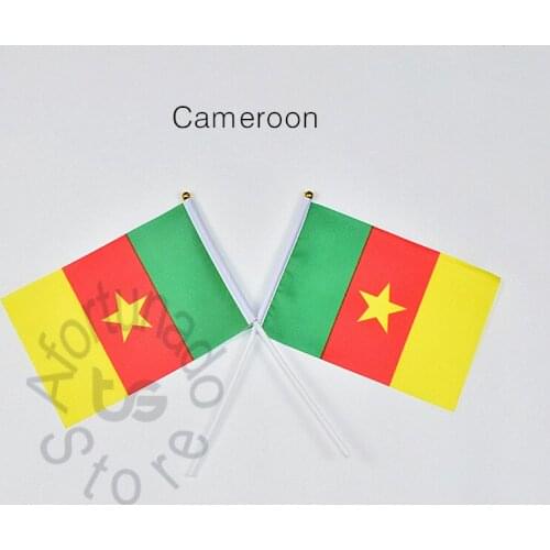 Cameroon flag Banner 14*21cm hand waving National flag Home Decoration flag banner