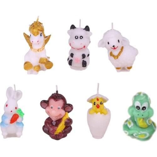 Chinese 12 Zodiac Birthday Party Candle Cute Animal Shaped Cake Decorative Paraffin Candle Cartoon Monkey Cow Rabbit Chicken