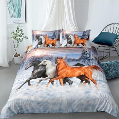 3D Duvet Cover Sets Bedding Set Quilt Comforther Covers Bed linens King Queen Full Double Size Swift Horse Custom Bedding sets
