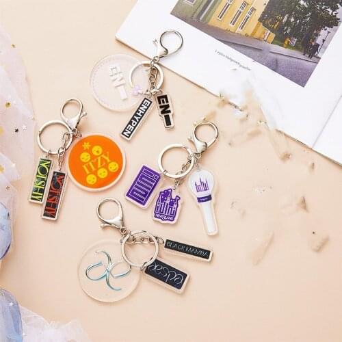 KPOP Nct Itzy Txt GIDLE Aespa Enhypen Keychain Key Ring Chain Three Piece Key Fog Pendant Perimeter Keychain Bag Charm New